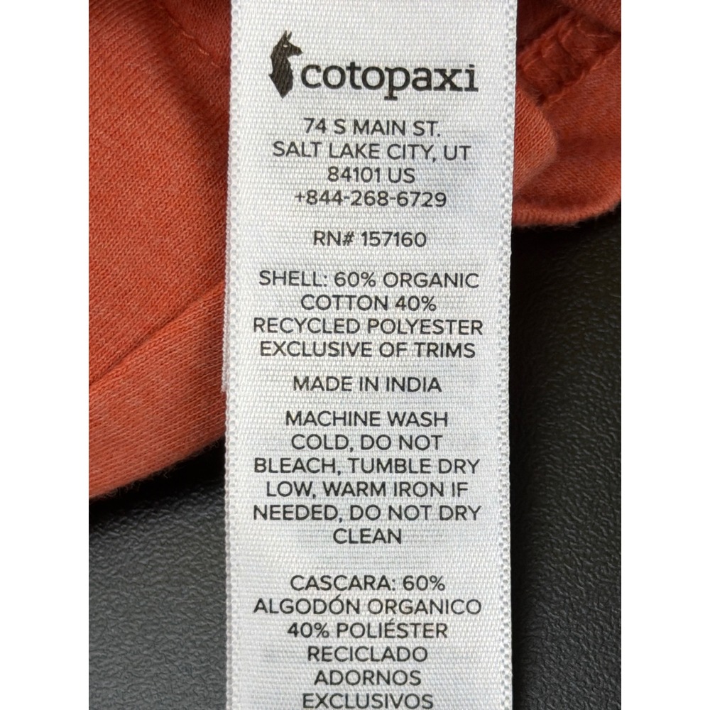 Cotopaxi Orange Organic Cotton Blend Ladies Short Sleeve T-Shirt L - Picture 8 of 11